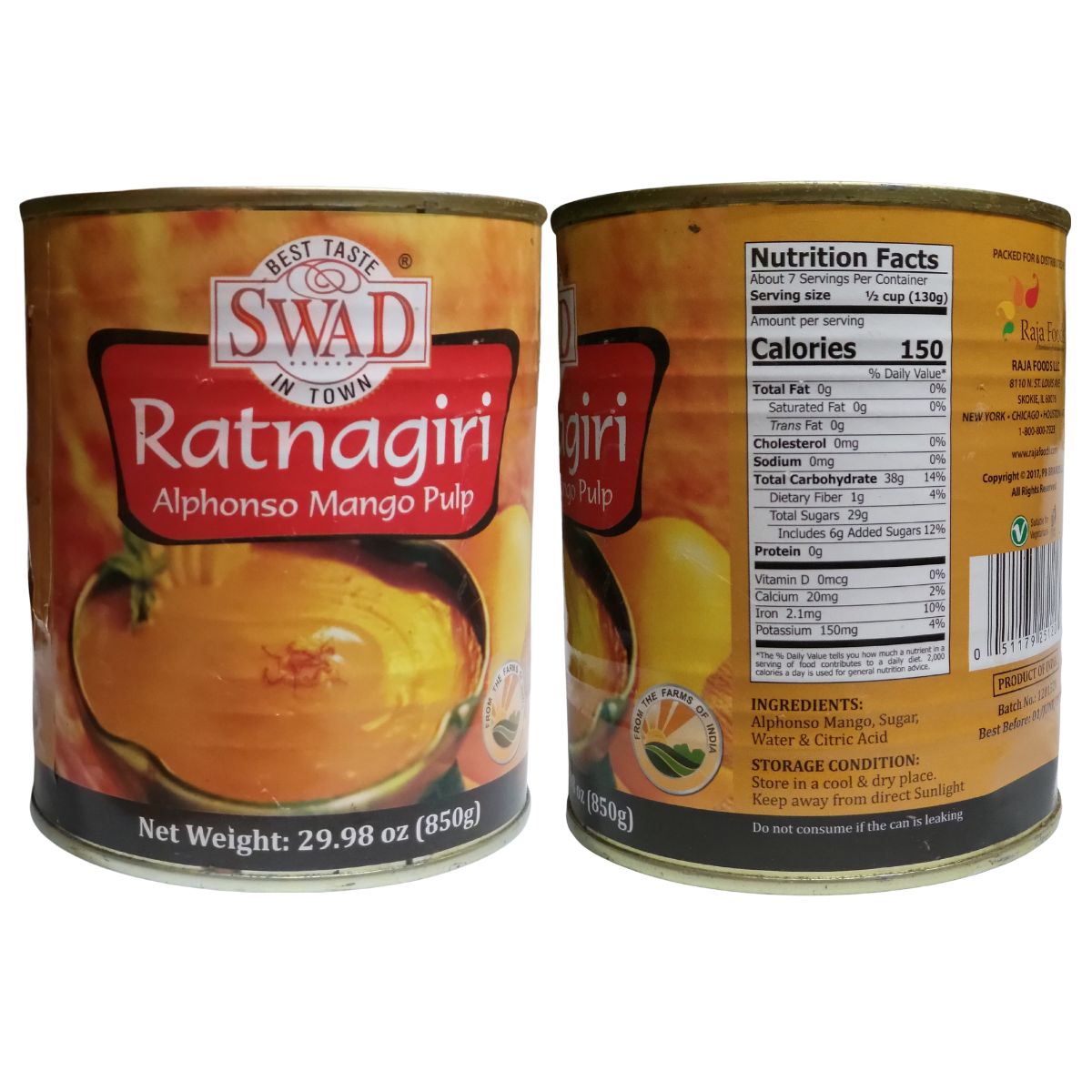 Swad Ratnagiri Alphonso Mango Pulp 850g - Beverages | Desimart