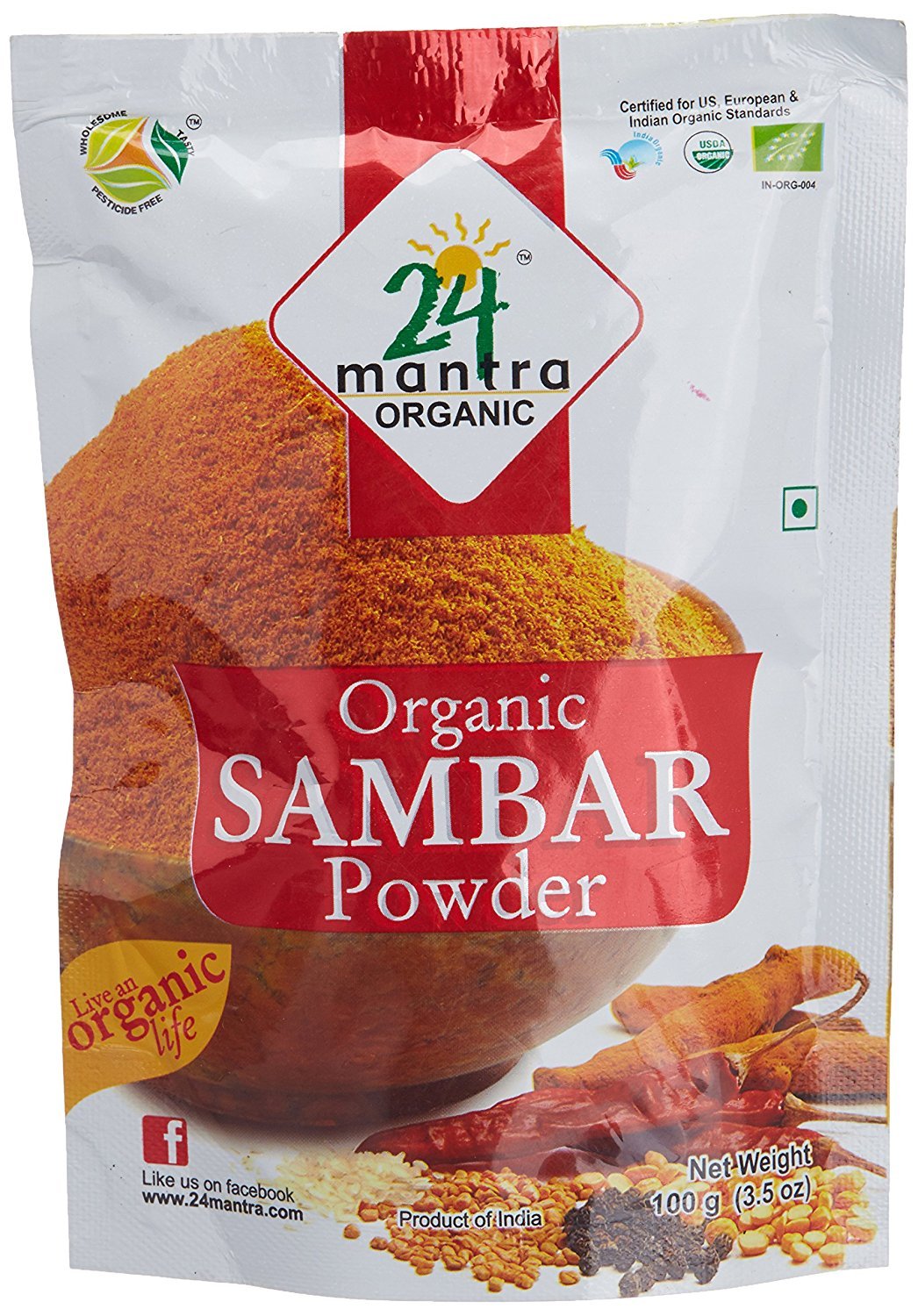 24 Mantra Organic Sambar Powder 50gm - Grocery | Desimart