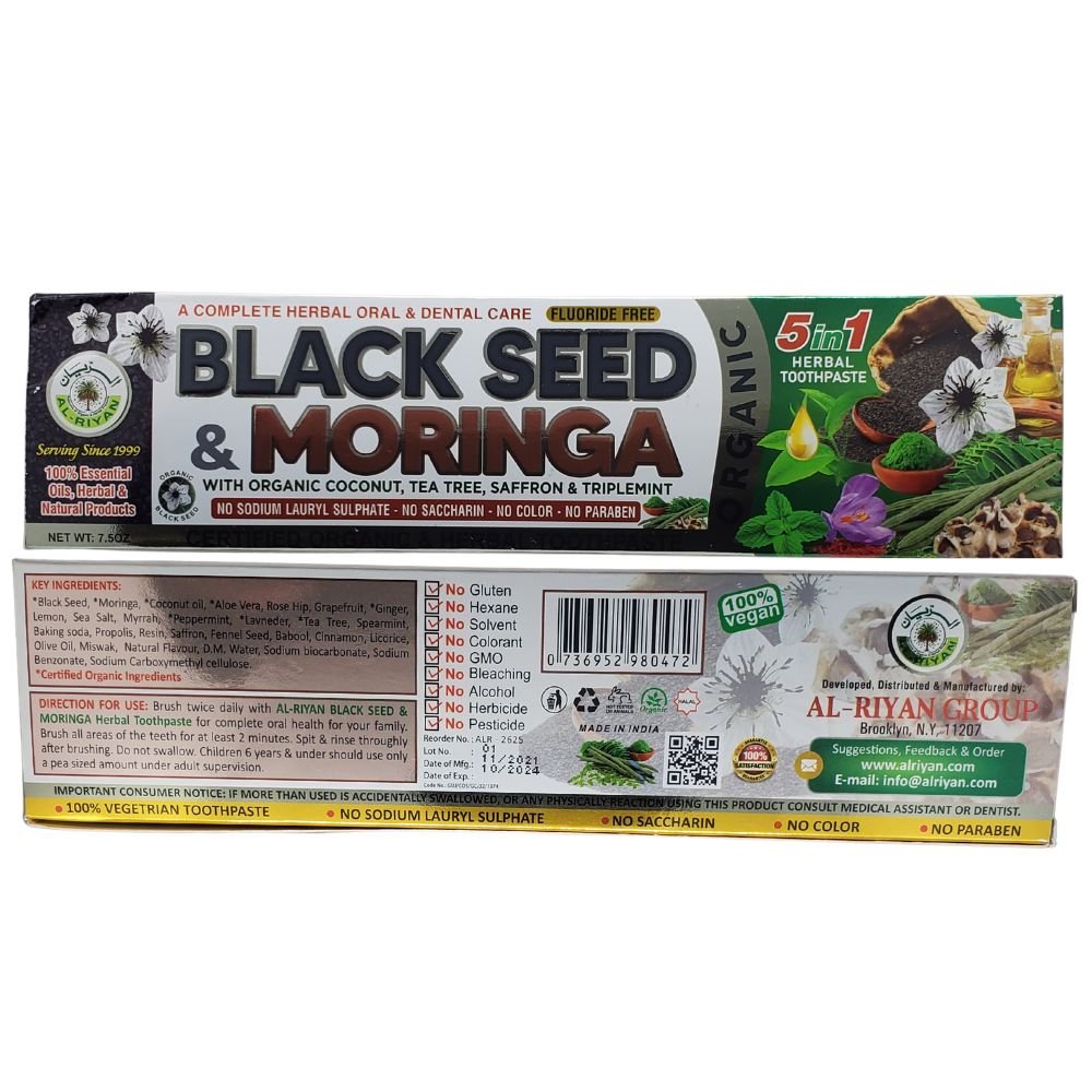 Alriyan Black Seed And Moringa Mix Toothpaste Vegan Fluoride Free 7.5oz - Oral care | Desimart