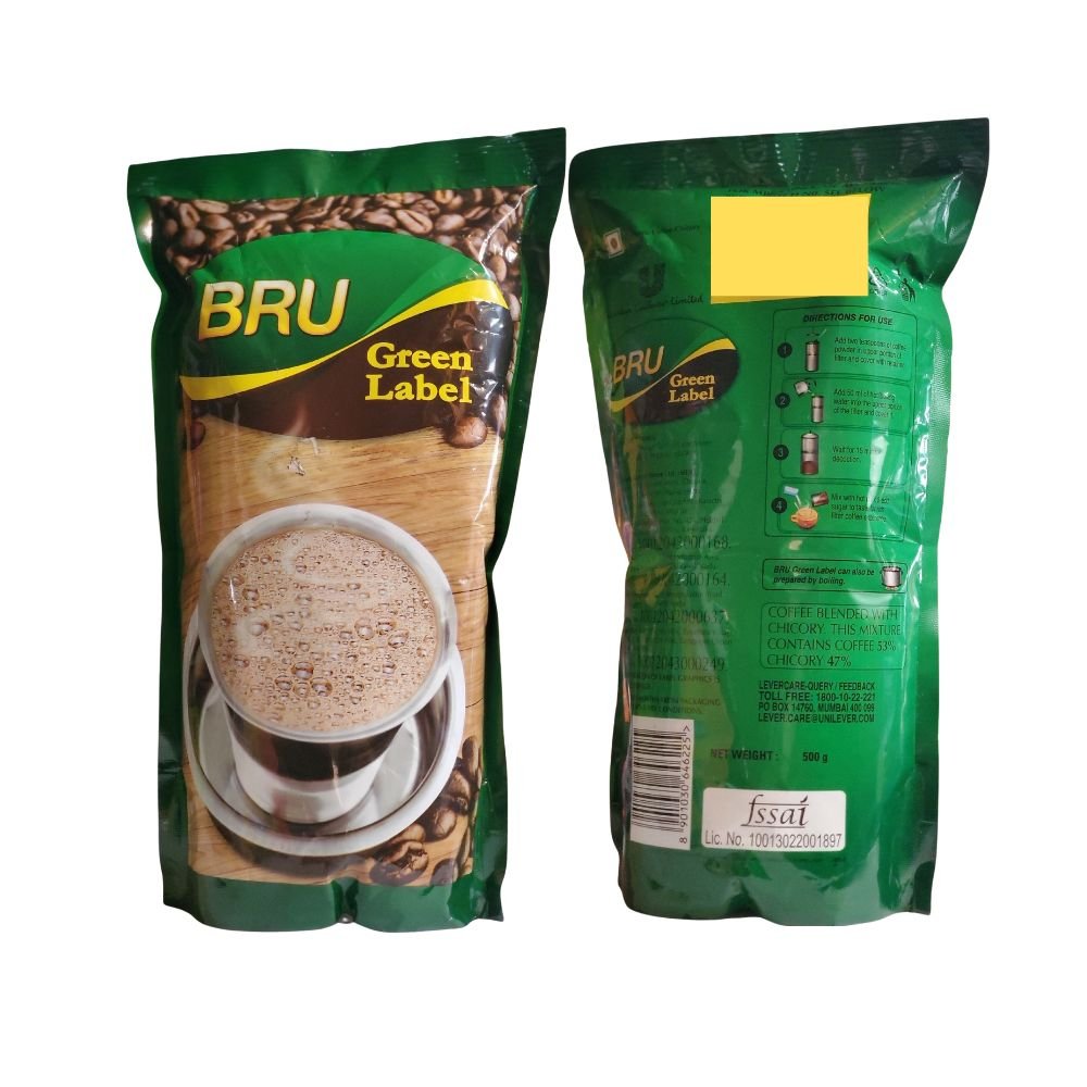 Bru Green Label Coffee Blended With Chicory 17.6oz (500g) - Tea & Coffee | Desimart