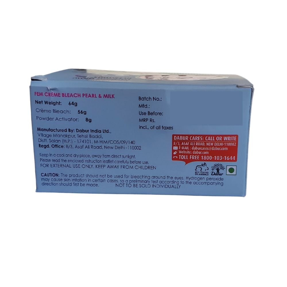 Dabur Fem Pearl And Milk Bleach Cream Radiant Glow 64g - Singh Cart
