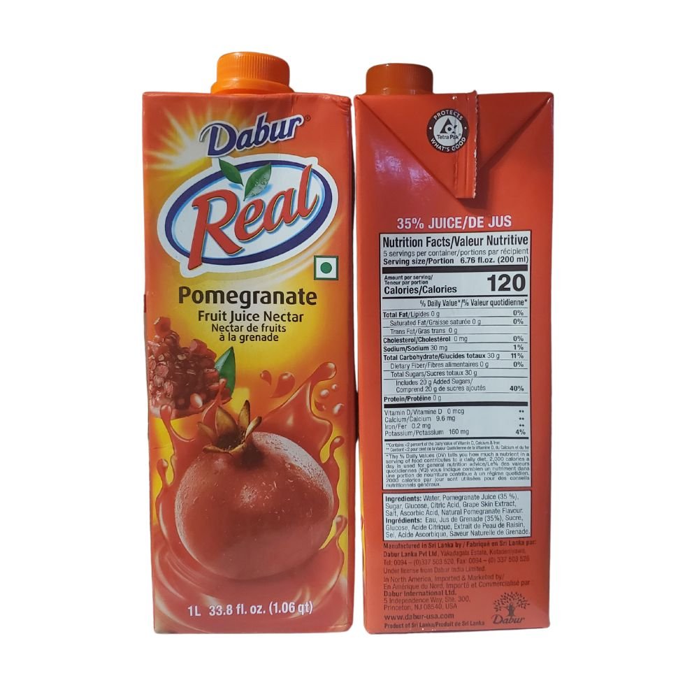 Dabur Real Pomegranate Fruit Juice Nectar 1L - Juices | Desimart