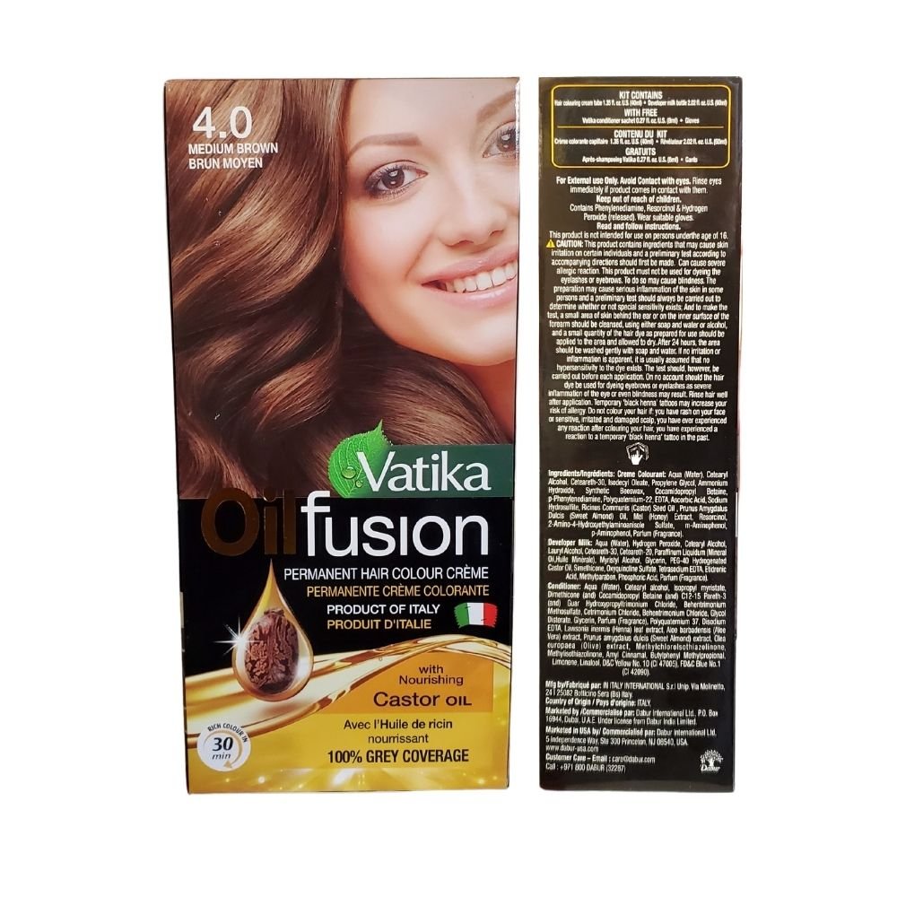 Dabur Vatika Oilfusion Permanent Hair Colour Creme (1.0) Blue Black 100ml - Singh Cart