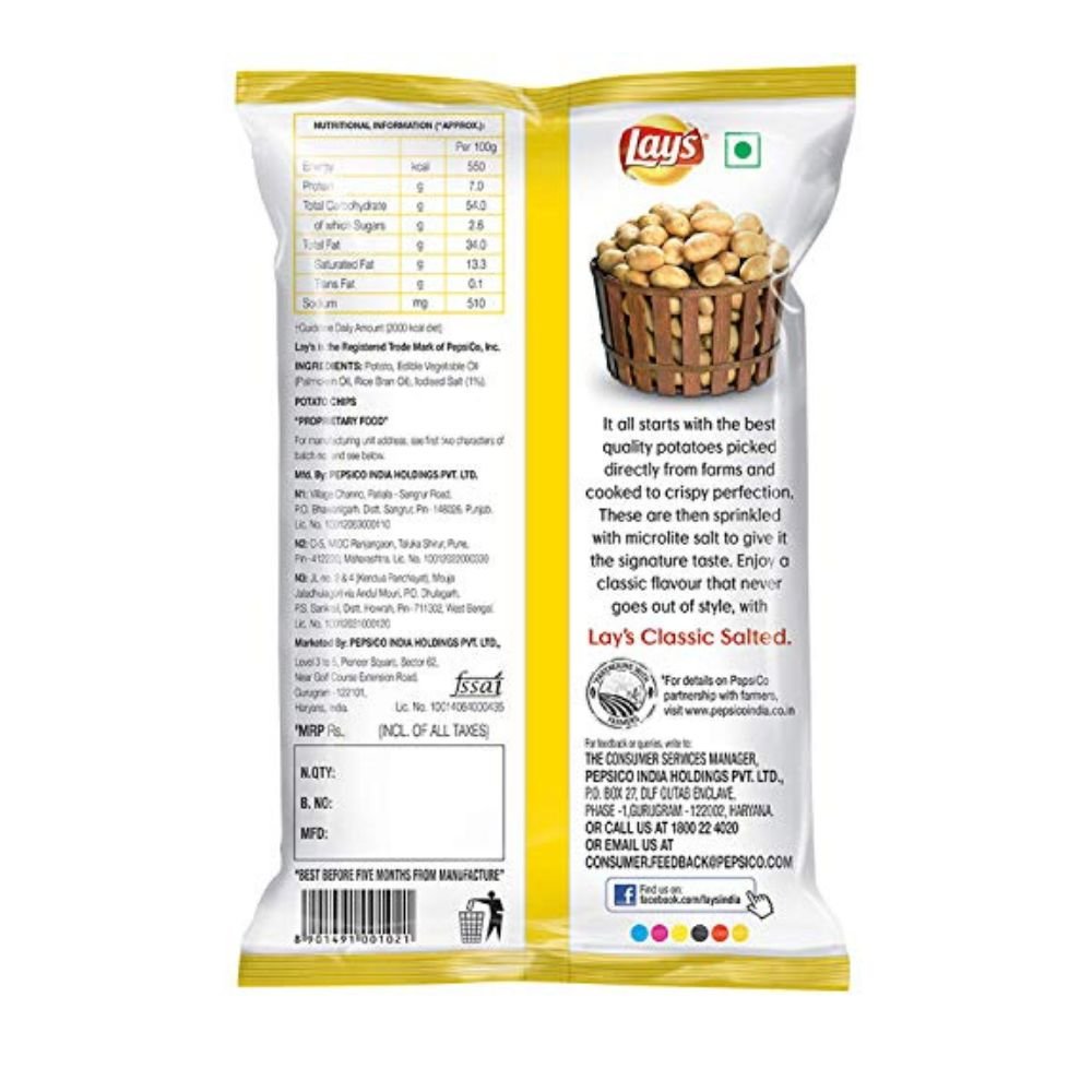 Lays Classic Salted Yellow Pack 52g (Pack of 5) - Singh Cart