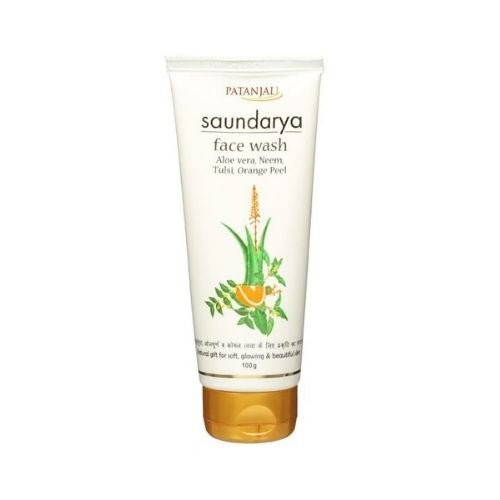 Patanjali Saundarya Face Wash With Aloe Vera Neem Tulsi Orange Peel 100g (3.5oz) - Face Care | Desimart
