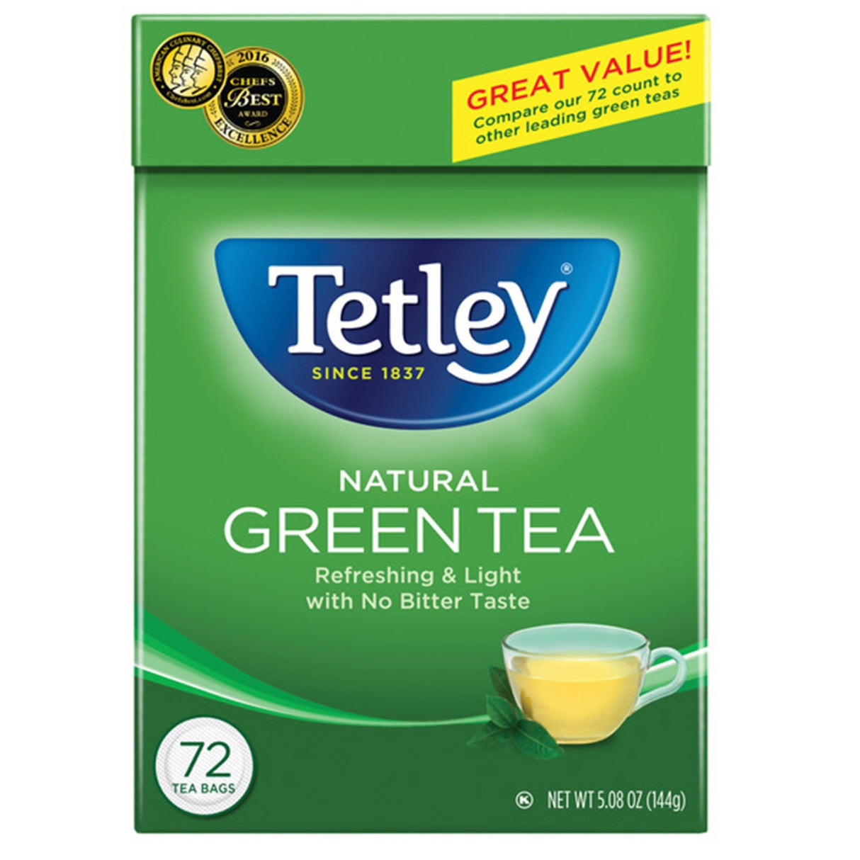 Tetley Natural Green Tea Bags 72 Tea Bags 144g - Tea & Coffee | Desimart
