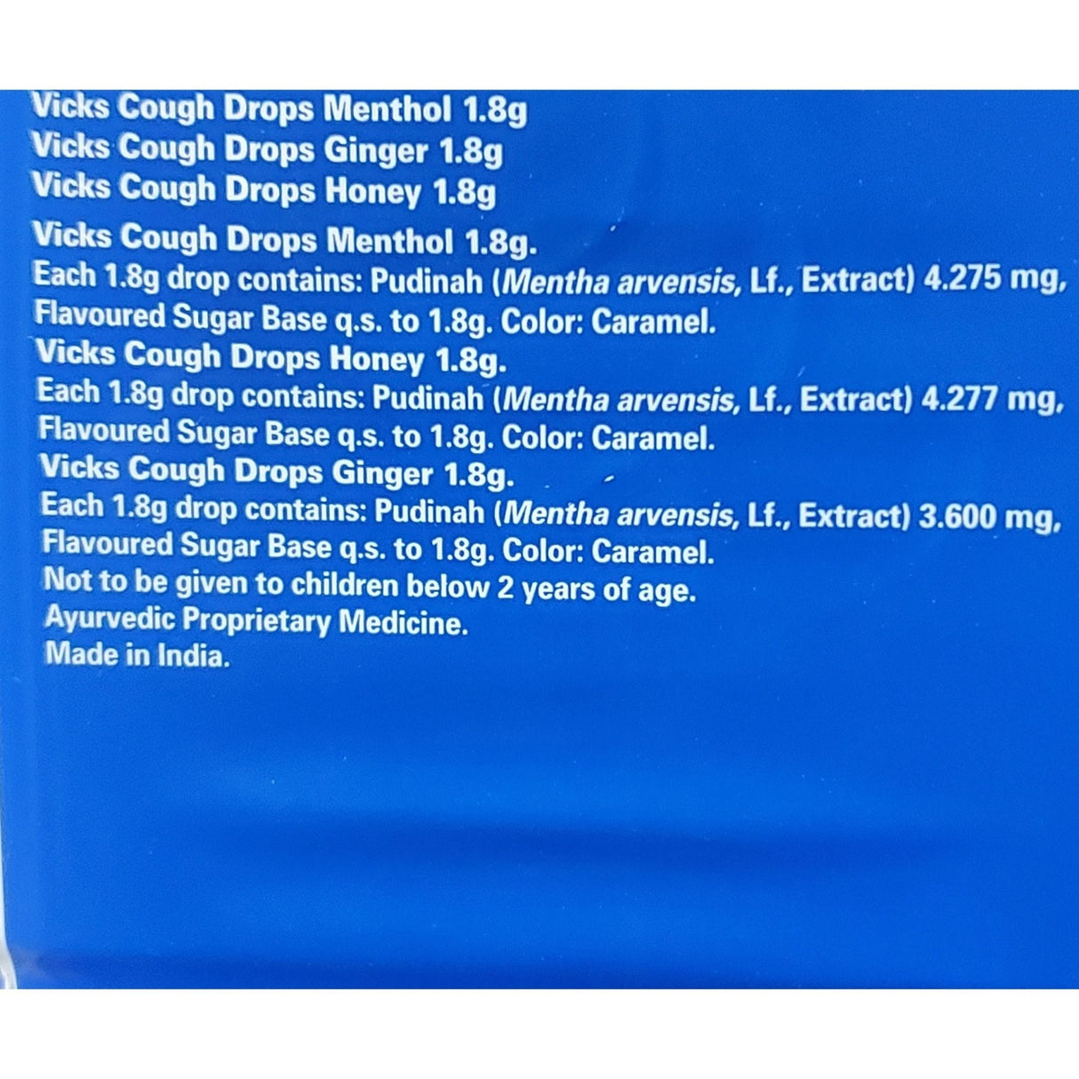 Vicks CoughDrops Candy Throat Irritation Relief Menthol Honey Ginger 50 Candies - Singh Cart
