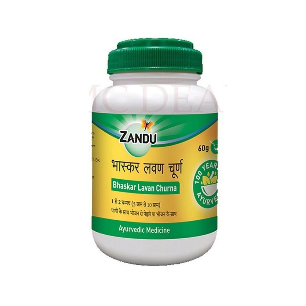 Zandu Bhaskar Lavan Churna 100% Vegetarian Ayurvedic Medicine 60g (2.11oz) - Health Plus | Desimart