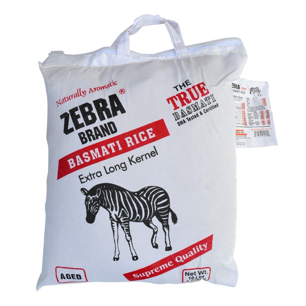 Zebra Brand Basmati Rice Extra Long Kernel 10lbs (4.54kg) - Rice | Desimart