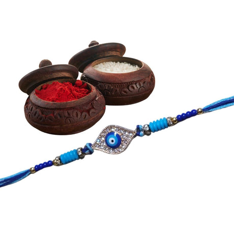 Beautiful Eagle Eye Rakhi Blue Thread - Rakhi | Desimart