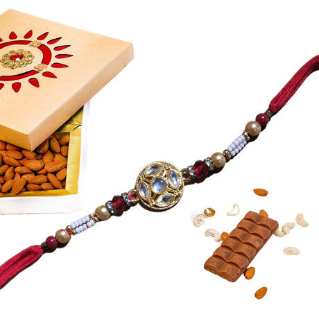 Beautiful Pearls Red Thread Rakhi - Rakhi | Desimart