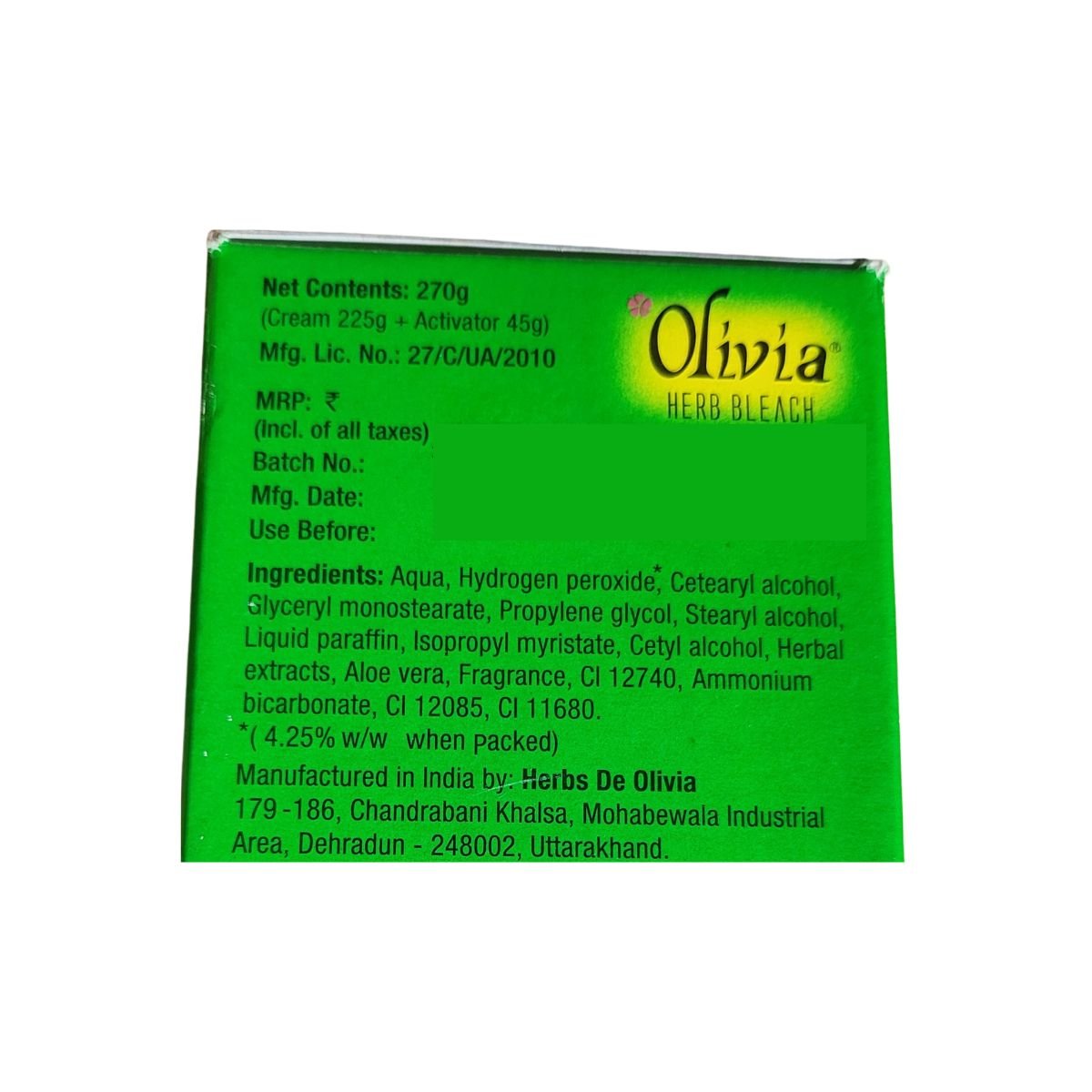 Olivia Bleach Herbal Bleach For Sensitive Skin 60g - Singh Cart