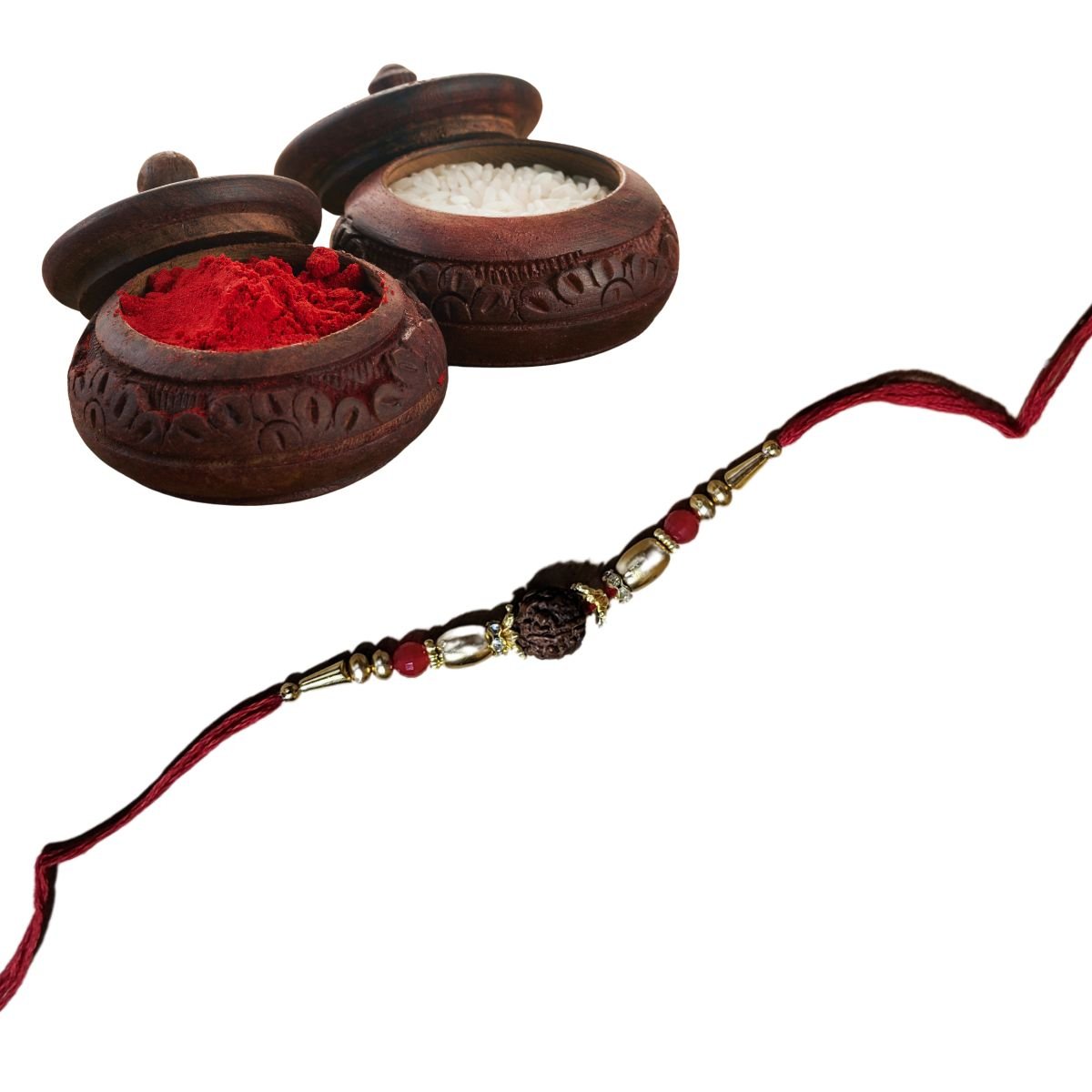 Rudrakh Red Thread Rakhi - Rakhi | Desimart