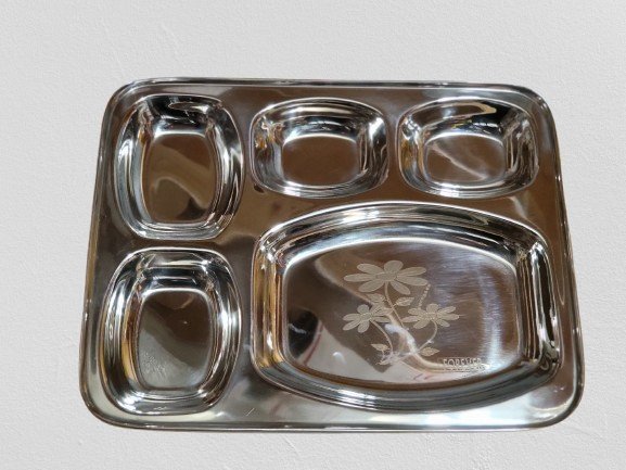 Stainless Thali Plate 5 Compatments Heavy Quality Big Size - utencils | Desimart