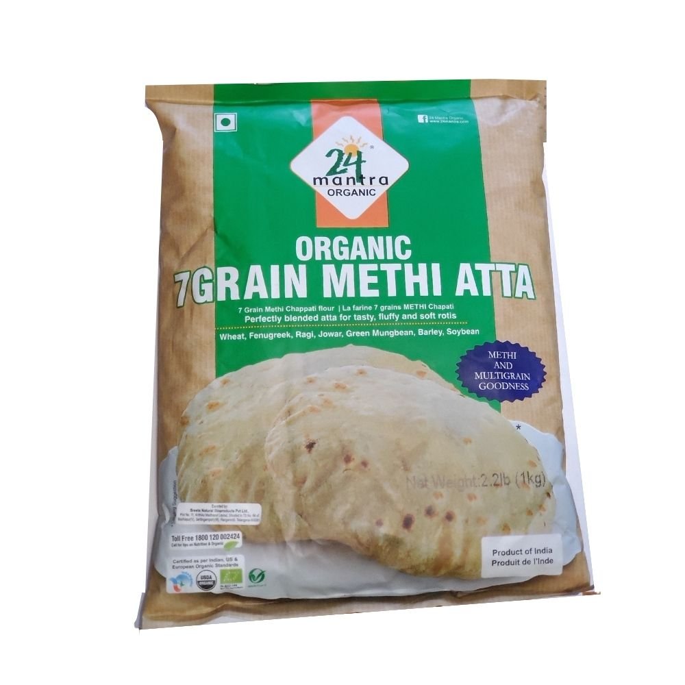 24 Mantra Organic 7Grain Methi Atta 2.2lb (1kg) - Atta | Desimart
