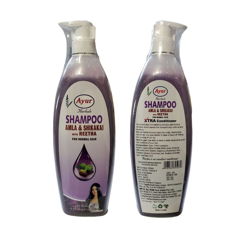 Ayur Herbal Shampoo Amla Shikakai With Reetha 500ml - Singh Cart