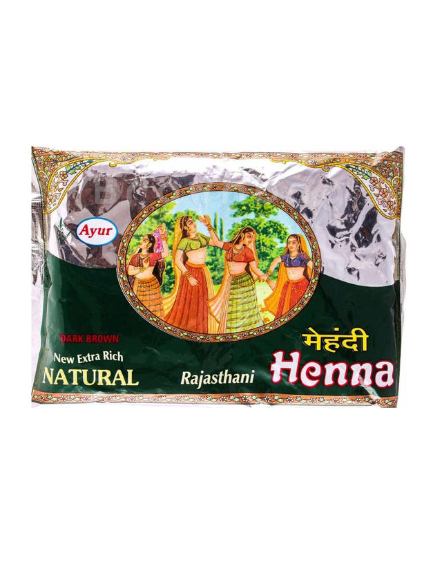 Ayur Rajasthani Henna Mehndi Powder Dark Brown 150g (5.29oz) - Henna | Desimart