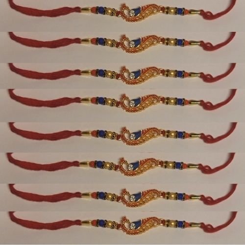 Rakhi Peacock Shaped With Thread Sleek & Elegant (3 Pieces) - Rakhi | Desimart