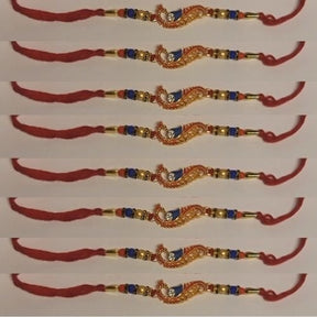 Rakhi Peacock Shaped With Thread Sleek & Elegant (3 Pieces) - Rakhi | Desimart