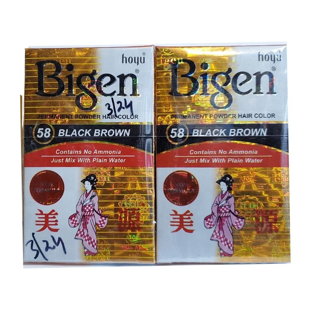 Bigen Black Brown 58 Powder Hair Color 6g Each (Pack Of 3) - Hair Color | Desimart
