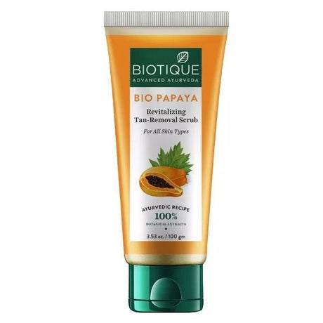 Biotique Advanced Ayurveda Bio Papaya Tan-Removal Scrub 100g - Face Care | Desimart