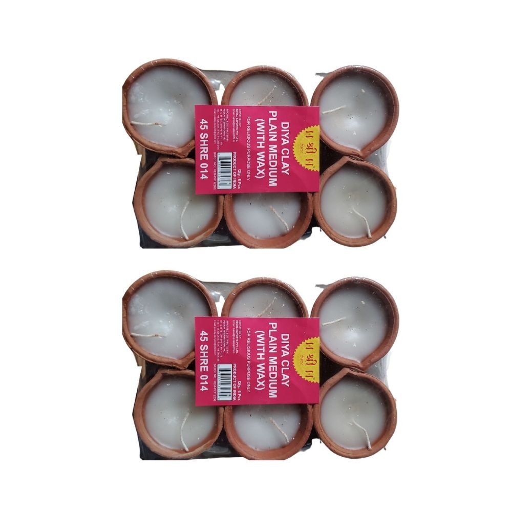 Clay Plain Diya Medium Diyas For Diwali Pooja Decoration (12 Pieces) - Singh Cart
