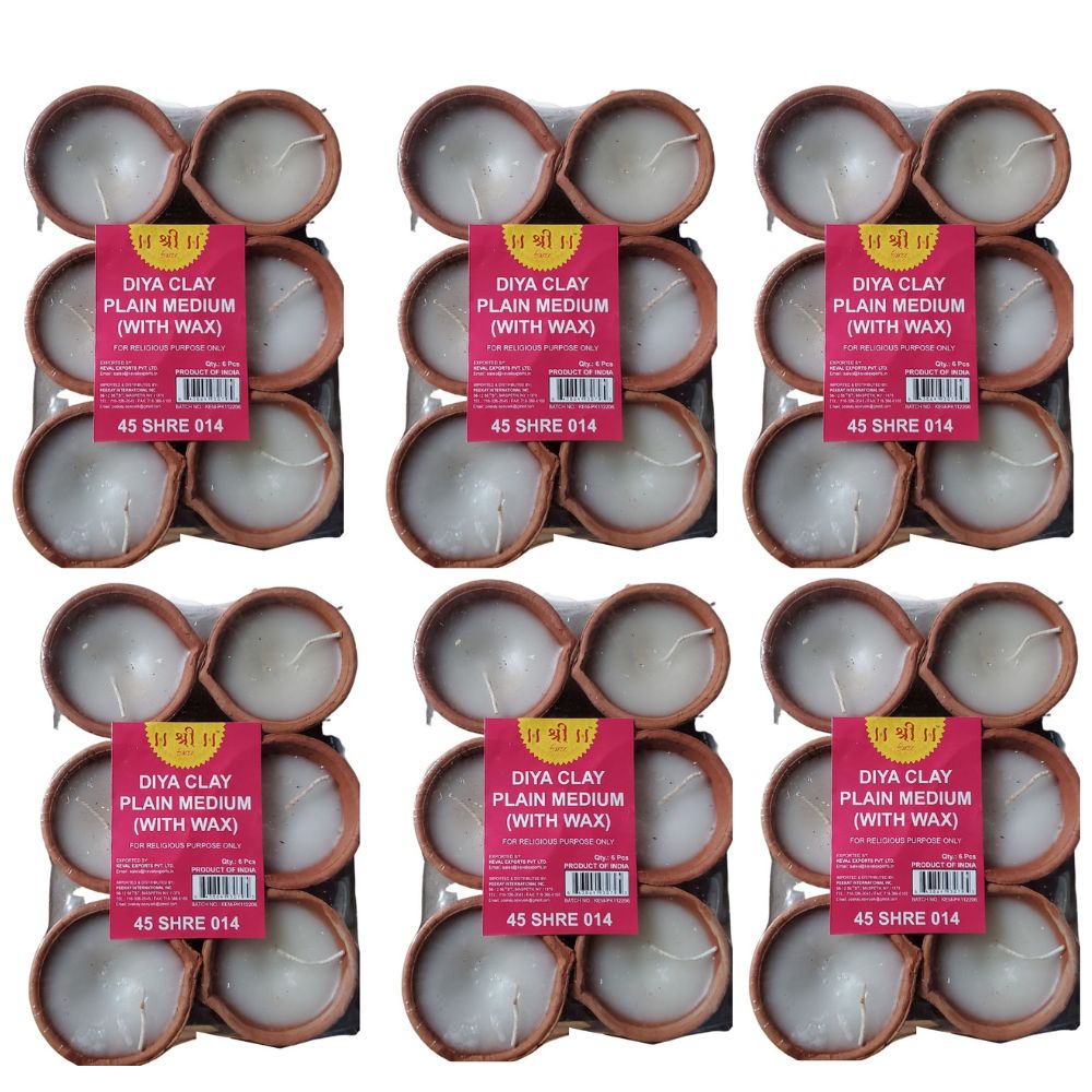 Clay Plain Diya Medium Diyas For Diwali Pooja Decoration (12 Pieces) - Singh Cart