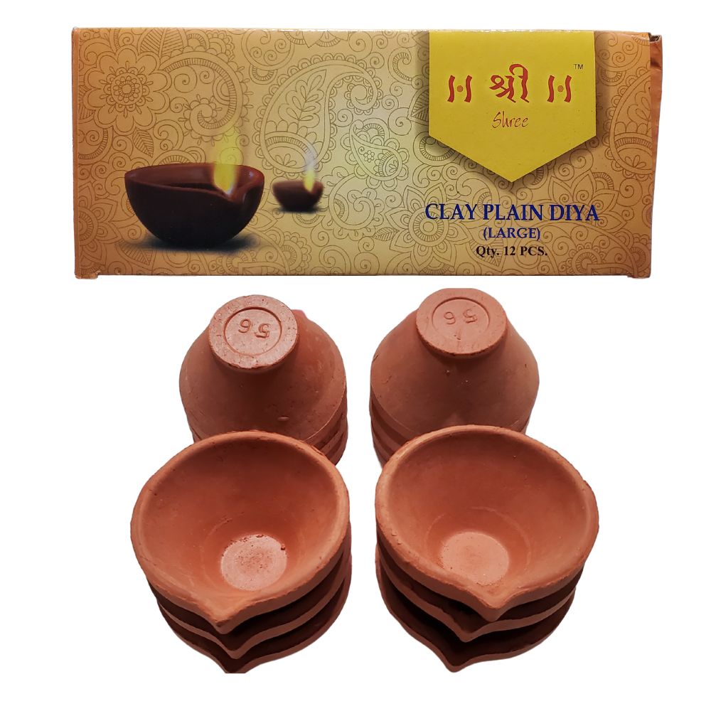 Clay Plain Diya Medium Diyas For Diwali Pooja Decoration (12 Pieces) - Singh Cart