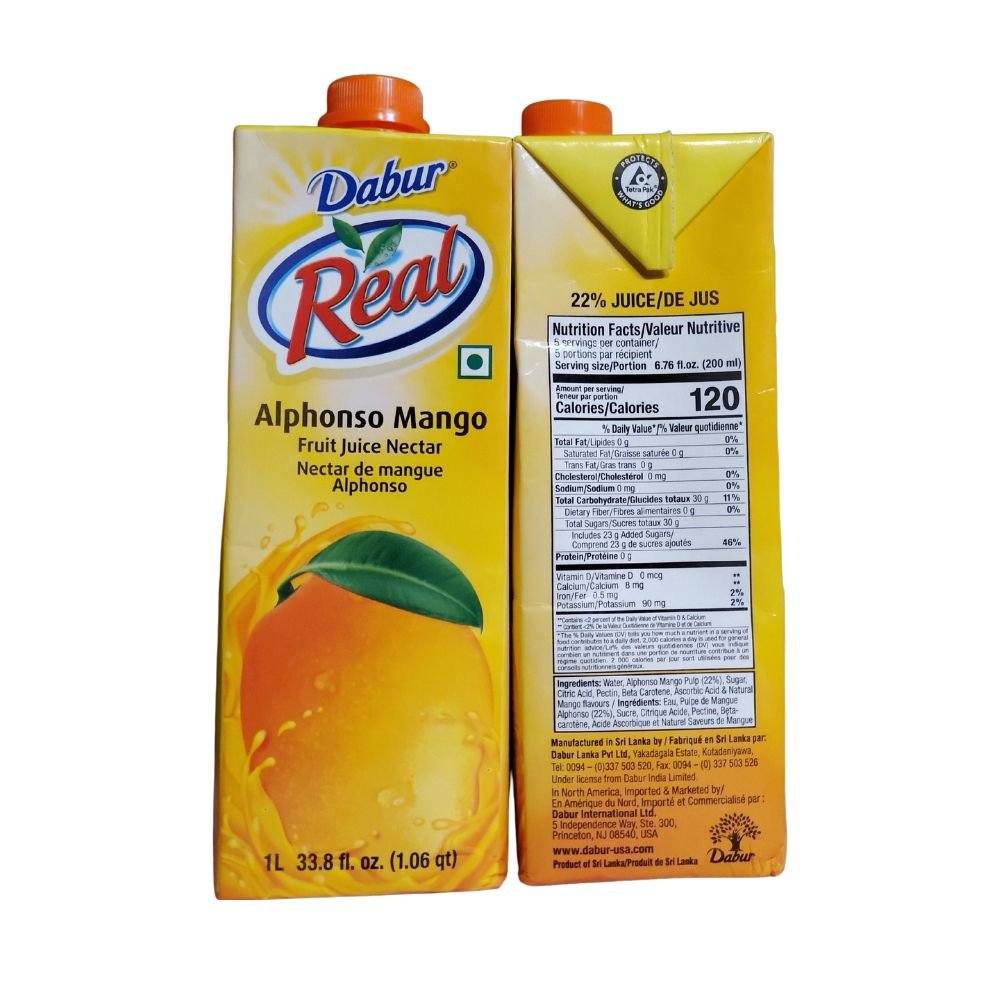 Dabur Real Alphonso Mango Fruit Juice Nectar 1L - Juice | Desimart