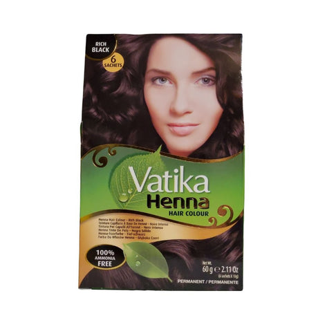 Dabur Vatika Henna Rich Black Hair Colour Amonia Free 60g - Hair Care | Desimart