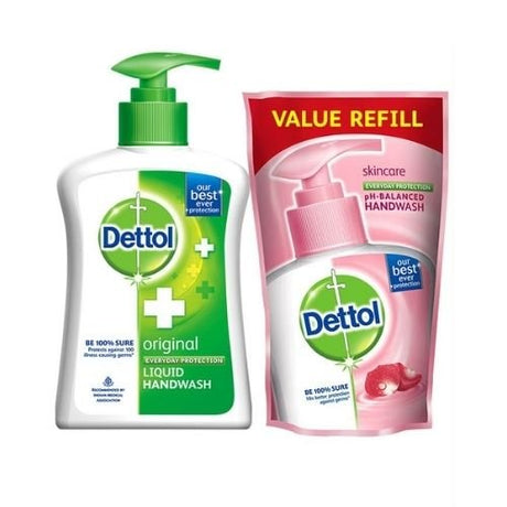Dettol Original Liquid Handwash Combo 200ml pump & 185ml Refill - Disinfectants | Desimart