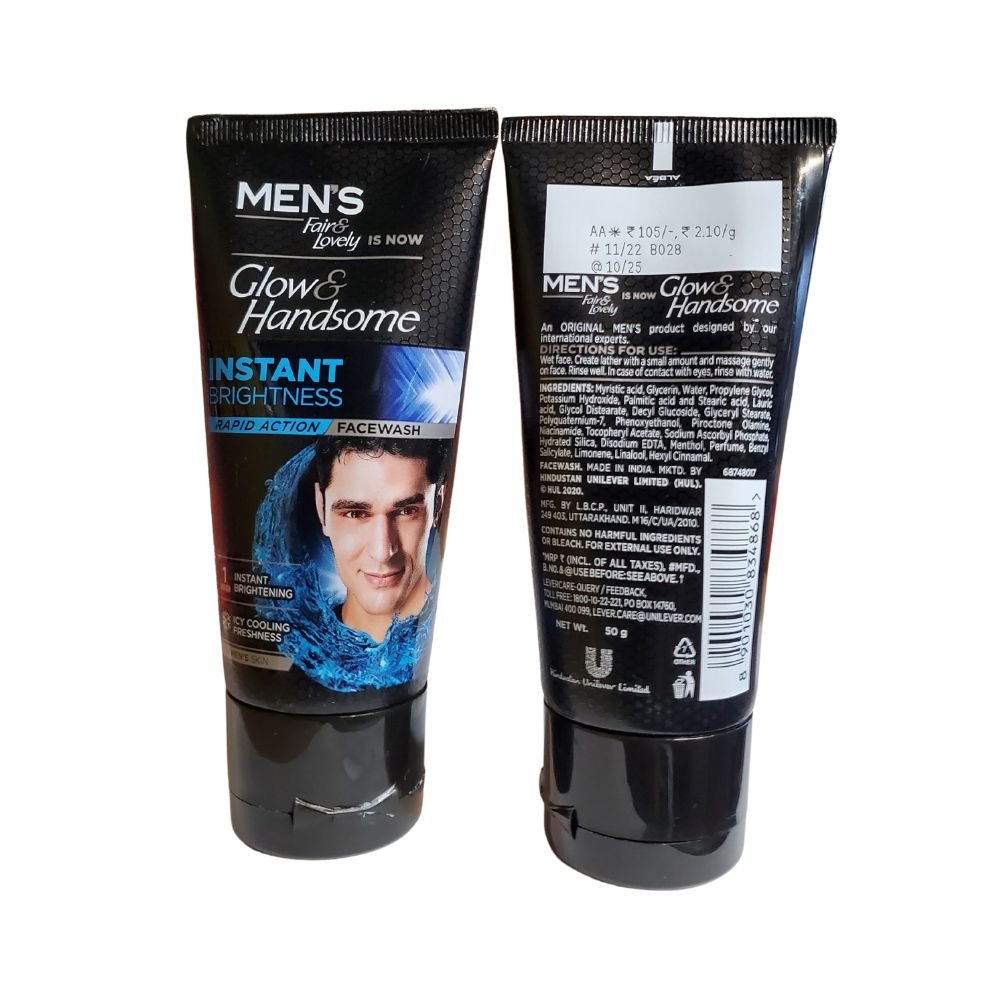 Glow And Handsome Instant Brightness Mens Face Wash 50g - Men's Face Care | Desimart