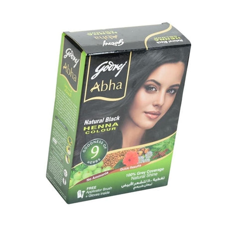 Godrej Abha Natural Black Henna Colour No Ammonia 60g (2.11oz) - Hair Care | Desimart