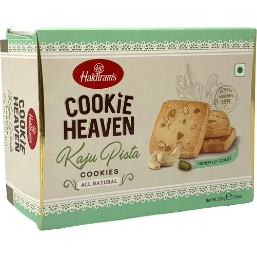 Haldiram's Kaju Pista Cookies Baked Bites 200 Grams (7.06oz) - Cookies & snacks | Desimart