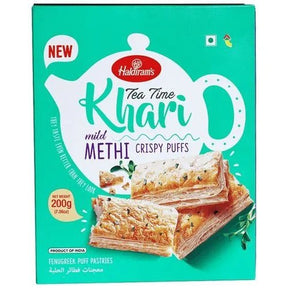 Haldiram's Khari Mild Methi Crispy Puffs 7 OZ (200 Grams) - Namkeen & Savoury Snacks | Desimart