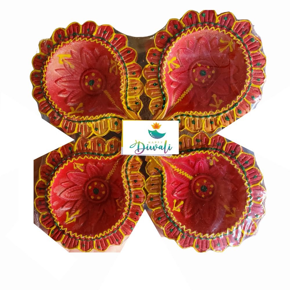 Hand Made Clay Diyas for Diwali, Pooja (Set of 4) - Singh Cart