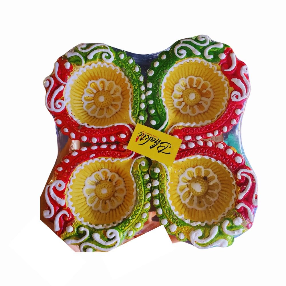 Hand Made Clay Diyas for Diwali, Pooja (Set of 4) - Singh Cart