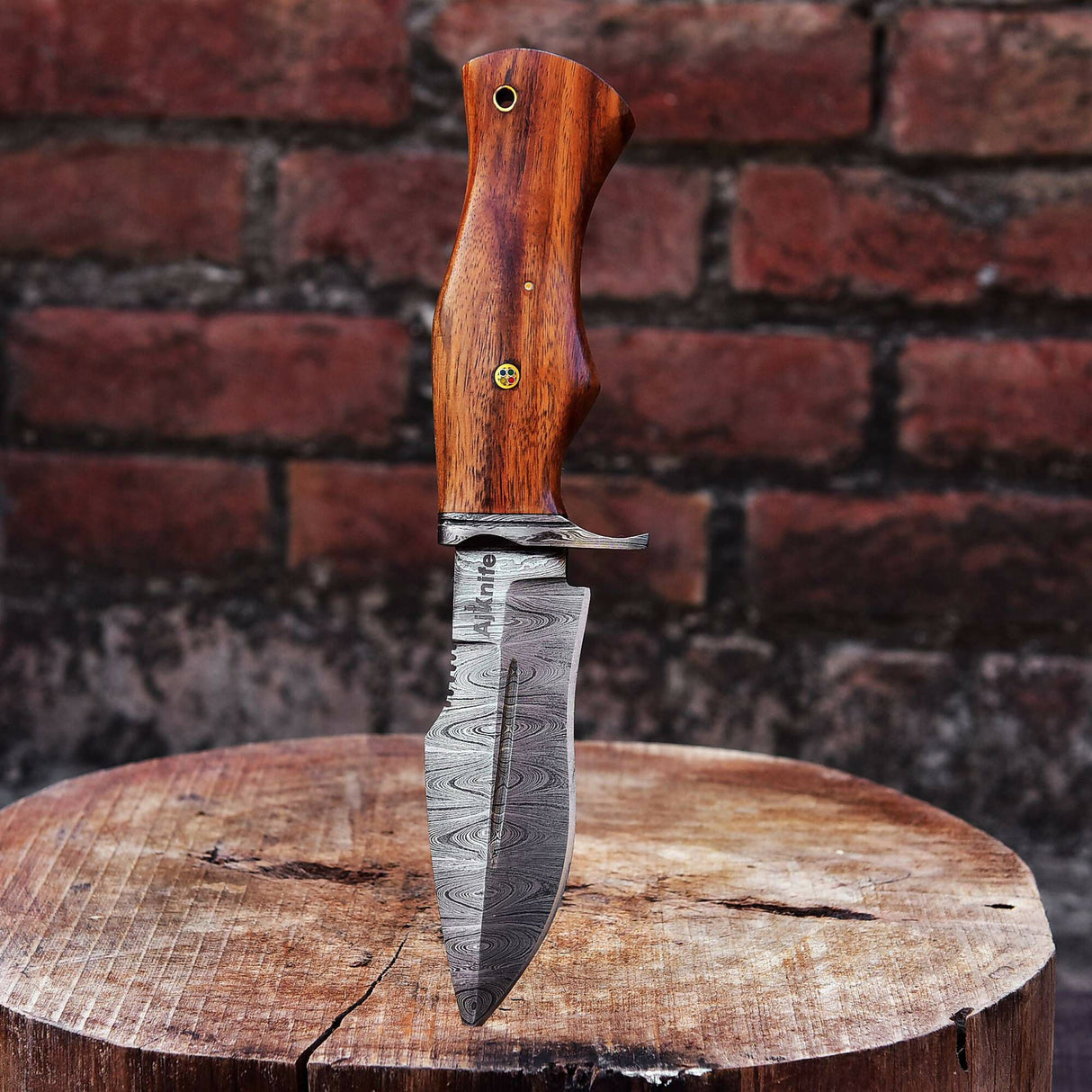 handmade Damascus Steel fixed blade knife ideal survival bowie knife with leather sheath - Singh Cart