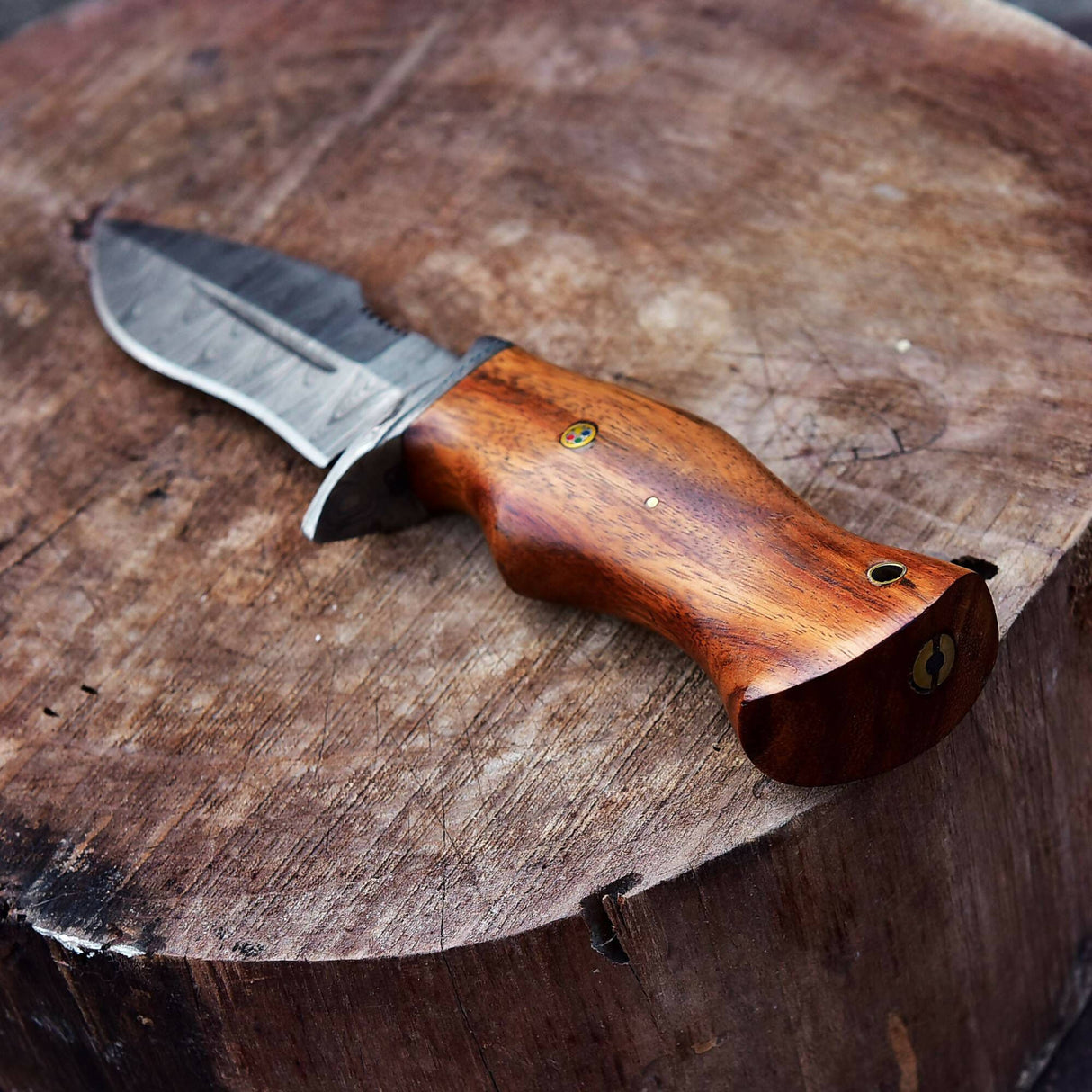 handmade Damascus Steel fixed blade knife ideal survival bowie knife with leather sheath - Singh Cart