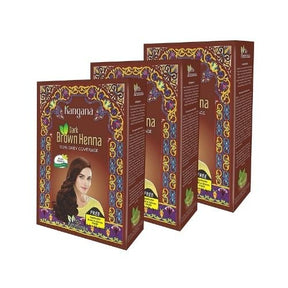 Kangana Dark Brown Henna 100% Grey Coverage 60g (Pack Of 3) - Hair Care | Desimart