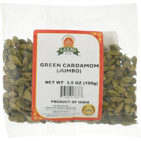 Laxmi Green Cardamom Jumbo - 100 Gm (3.5 Oz) - Spices | Desimart