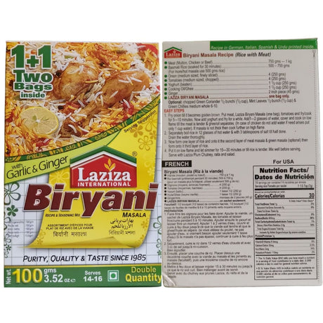 Laziza Biryani Masala With Garlic And Ginger 100g - Spice mix | Desimart