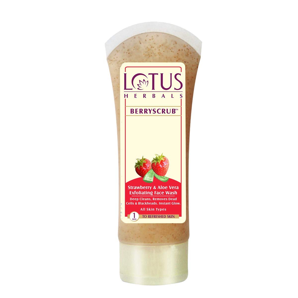 Lotus Herbals BerryScrub Face Wash With Strawberry Aloe Vera 120g - Face Care | Desimart