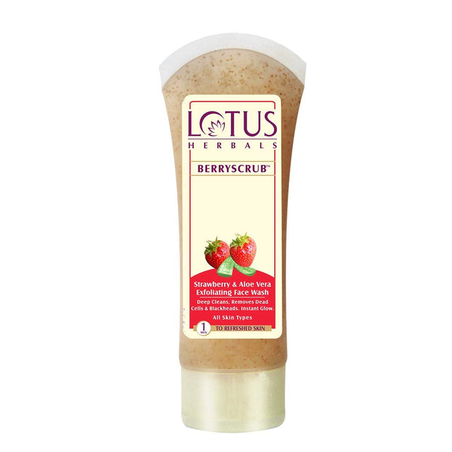 Lotus Herbals BerryScrub Face Wash With Strawberry Aloe Vera 120g - Face Care | Desimart