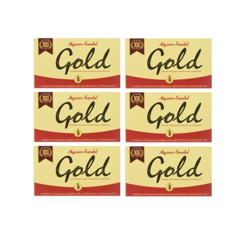 Mysore Sandal Gold Bath Soap With Natural Sandalwood Oil 125g (Pack of 6) - Soap & Detergent | Desimart