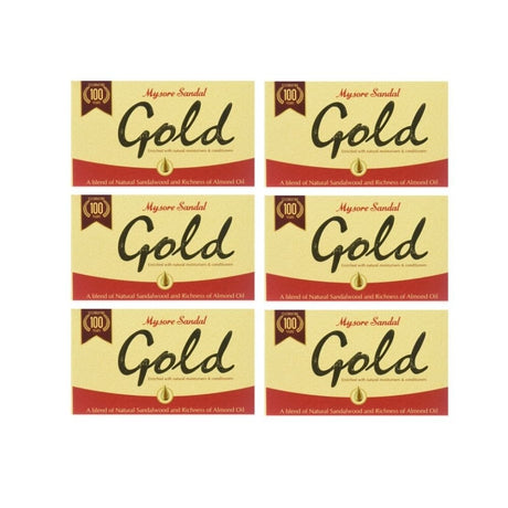 Mysore Sandal Gold Bath Soap With Natural Sandalwood Oil 125g (Pack of 6) - Soap & Detergent | Desimart