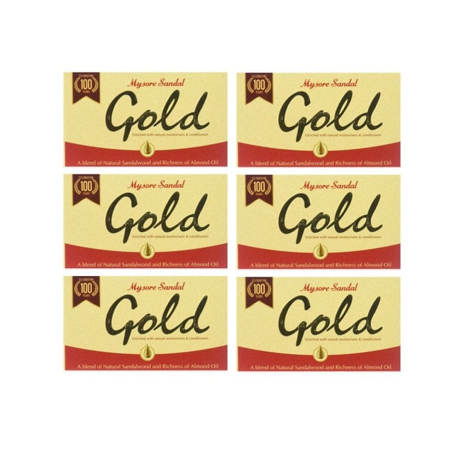 Mysore Sandal Gold Bath Soap With Natural Sandalwood Oil 125g (Pack of 6) - Soap & Detergent | Desimart