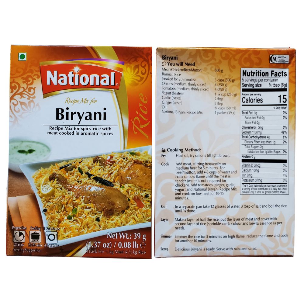 National Biryani Masala Mix 39g - Spices | Desimart