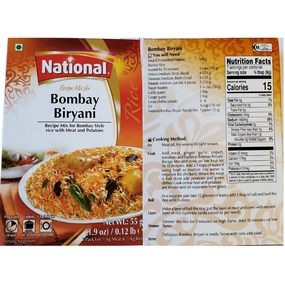 National Bombay Biryani Recipe Mix 55g (Pack of 2) - Spices | Desimart