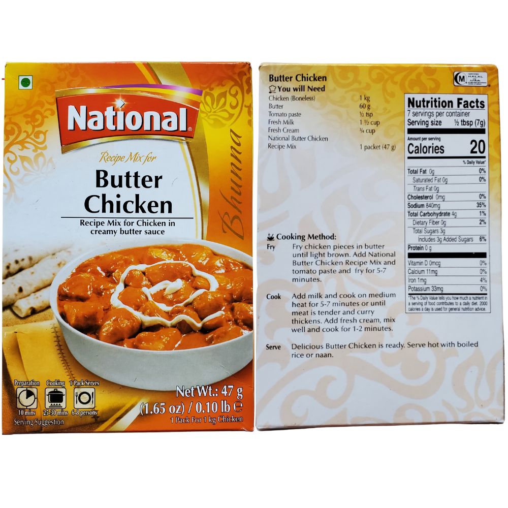 National Butter Chicken Masala Recipe Mix 47g (Pack of 2) - Spices | Desimart